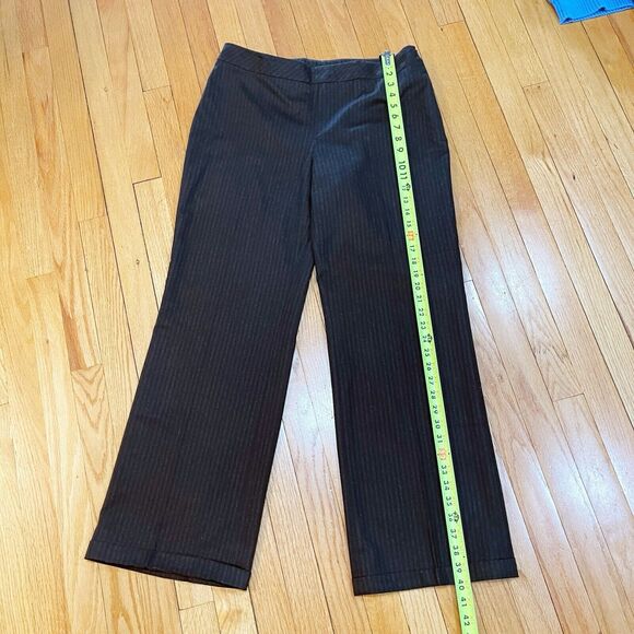 AKRIS Womens Pinstripe Wool Career Pants Size 10 Straight Leg Brown Excellent - Picture 4 of 14